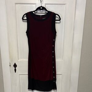 Lauren Ralph Lauren Burgundy and Black Midi Dress